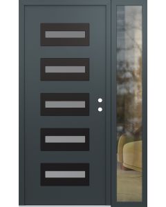 Diamond D4 50" x 80" anthracite/anthracite Frosted Glass Panel black LHI with Sidelite clear Glass
