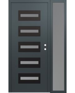 Diamond D4 50" x 80" anthracite/anthracite Frosted Glass Panel black LHI with Sidelite Frosted Glass