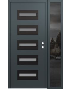 Diamond D4 52" x 80" anthracite/anthracite Frosted Glass Panel black LHI with Sidelite Mirrored Glass