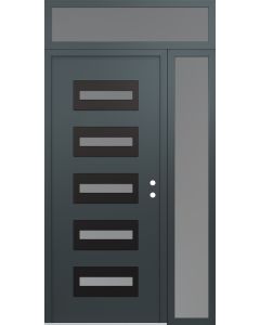 Diamond D4 50" x 96" anthracite/anthracite Frosted Glass Panel black LHI with Sidelite and Transom Frosted Glass