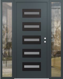 Diamond D4 64" x 80" anthracite/anthracite Frosted Glass Panel black LHI with 2 Sidelites clear Glass
