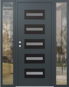 Diamond D4 68" x 80" anthracite/anthracite Frosted Glass Panel black RHI with 2 Sidelites clear Glass