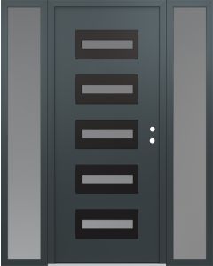 Diamond D4 64" x 80" anthracite/anthracite Frosted Glass Panel black LHI with 2 Sidelites Frosted Glass
