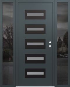 Diamond D4 68" x 80" anthracite/anthracite Frosted Glass Panel black LHI with 2 Sidelites Mirrored Glass