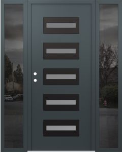 Diamond D4 68" x 80" anthracite/anthracite Frosted Glass Panel black RHI with 2 Sidelites Mirrored Glass
