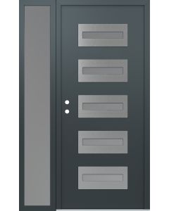 Diamond D4 50" x 80" anthracite/anthracite Frosted Glass Panel stainless steel RHI with Sidelite Frosted Glass