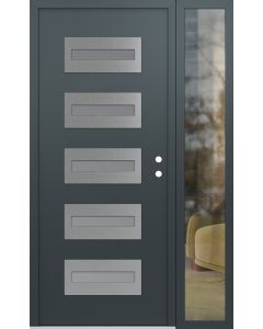 Diamond D4 50" x 80" anthracite/anthracite Frosted Glass Panel stainless steel LHI with Sidelite clear Glass