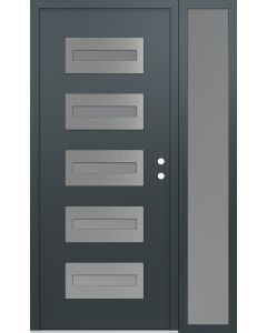 Diamond D4 50" x 80" anthracite/anthracite Frosted Glass Panel stainless steel LHI with Sidelite Frosted Glass