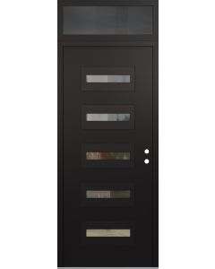 Diamond D4 36" x 96" black/black Clear Glass Panel black LHI with Transom Mirrored Glass