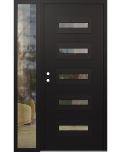 Diamond D4 52" x 80" black/black Clear Glass Panel black RHI with Sidelite Clear Glass