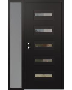 Diamond D4 52" x 80" black/black Clear Glass Panel black RHI with Sidelite frosted Glass