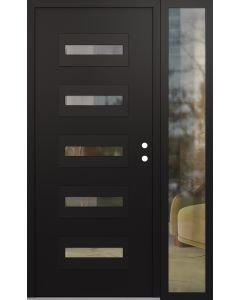 Diamond D4 52" x 80" black/black Clear Glass Panel black LHI with Sidelite Clear Glass