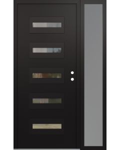 Diamond D4 52" x 80" black/black Clear Glass Panel black LHI with Sidelite frosted Glass