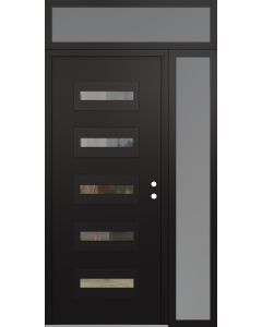 Diamond D4 52" x 96" black/black Clear Glass Panel black LHI with Sidelite and Transom frosted Glass