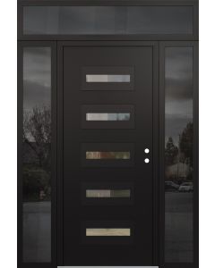 Diamond D4 68" x 96" black/black Clear Glass Panel black LHI with 2 Sidelites and Transom Mirrored Glass