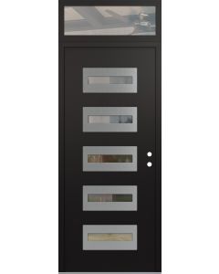 Diamond D4 36" x 96" black/black Clear Glass Panel Stainless steel LHI with Transom Clear Glass