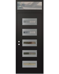 Diamond D4 36" x 96" black/black Clear Glass Panel Stainless steel RHI with Transom Clear Glass