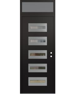 Diamond D4 36" x 96" black/black Clear Glass Panel Stainless steel LHI with Transom frosted Glass