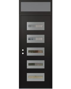 Diamond D4 36" x 96" black/black Clear Glass Panel Stainless steel RHI with Transom frosted Glass