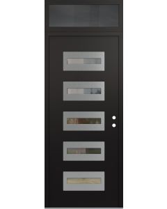 Diamond D4 36" x 96" black/black Clear Glass Panel Stainless steel LHI with Transom Mirrored Glass