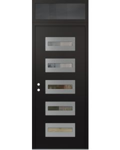 Diamond D4 36" x 96" black/black Clear Glass Panel Stainless steel RHI with Transom Mirrored Glass