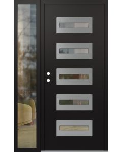 Diamond D4 50" x 80" black/black Clear Glass Panel Stainless steel RHI with Sidelite Clear Glass