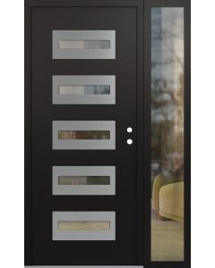 Diamond D4 50" x 80" black/black Clear Glass Panel Stainless steel LHI with Sidelite Clear Glass