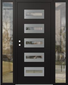 Diamond D4 68" x 80" black/black Clear Glass Panel Stainless steel RHI with 2 Sidelites Clear Glass