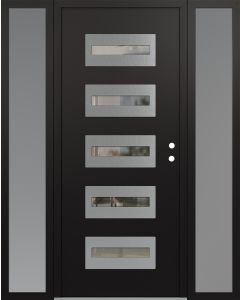 Diamond D4 68" x 80" black/black Clear Glass Panel Stainless steel LHI with 2 Sidelites frosted Glass
