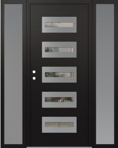 Diamond D4 68" x 80" black/black Clear Glass Panel Stainless steel RHI with 2 Sidelites frosted Glass