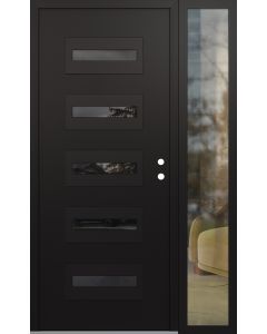 Diamond D4 52" x 80" black/black Mirrored Glass Panel black LHI with Sidelite clear Glass