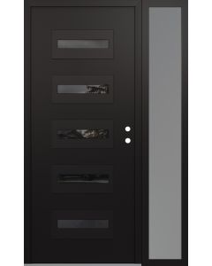 Diamond D4 50" x 80" black/black Mirrored Glass Panel black LHI with Sidelite frosted Glass