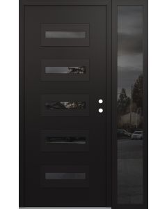 Diamond D4 52" x 80" black/black Mirrored Glass Panel black LHI with Sidelite Mirrored Glass