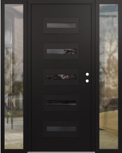 Diamond D4 64" x 80" black/black Mirrored Glass Panel black LHI with 2 Sidelites clear Glass