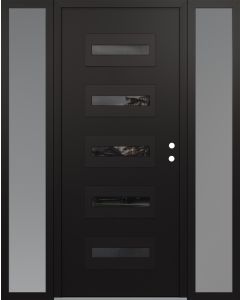 Diamond D4 60" x 80" black/black Mirrored Glass Panel black LHI with 2 Sidelites frosted Glass