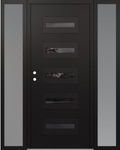 Diamond D4 68" x 80" black/black Mirrored Glass Panel black RHI with 2 Sidelites frosted Glass
