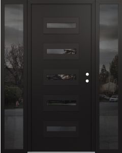 Diamond D4 64" x 80" black/black Mirrored Glass Panel black LHI with 2 Sidelites Mirrored Glass