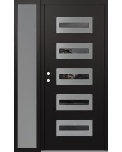Diamond D4 52" x 80" black/black Mirrored Glass Panel stainless steel RHI with Sidelite frosted Glass