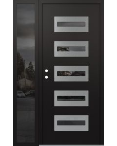 Diamond D4 48" x 80" black/black Mirrored Glass Panel stainless steel RHI with Sidelite Mirrored Glass
