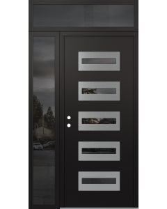Diamond D4 48" x 96" black/black Mirrored Glass Panel stainless steel RHI with Sidelite and Transom Mirrored Glass