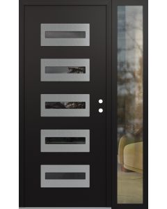 Diamond D4 52" x 80" black/black Mirrored Glass Panel stainless steel LHI with Sidelite clear Glass