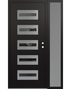 Diamond D4 52" x 80" black/black Mirrored Glass Panel stainless steel LHI with Sidelite frosted Glass