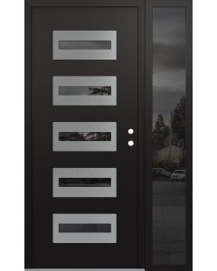 Diamond D4 52" x 80" black/black Mirrored Glass Panel stainless steel LHI with Sidelite Mirrored Glass