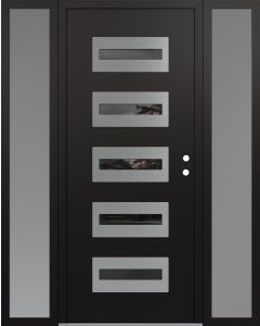 Diamond D4 68" x 80" black/black Mirrored Glass Panel stainless steel LHI with 2 Sidelites frosted Glass