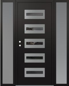 Diamond D4 68" x 80" black/black Mirrored Glass Panel stainless steel RHI with 2 Sidelites frosted Glass