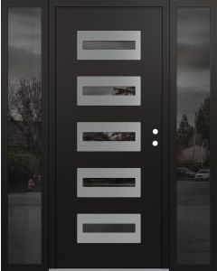 Diamond D4 64" x 80" black/black Mirrored Glass Panel stainless steel LHI with 2 Sidelites Mirrored Glass
