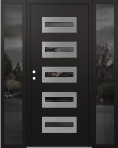 Diamond D4 68" x 80" black/black Mirrored Glass Panel stainless steel RHI with 2 Sidelites Mirrored Glass