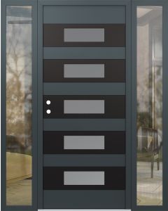 Diamond D5 64" x 80" anthracite/anthracite Frosted Glass Panel black RHI with 2 Sidelites clear Glass