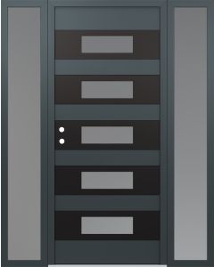 Diamond D5 64" x 80" anthracite/anthracite Frosted Glass Panel black RHI with 2 Sidelites Frosted Glass