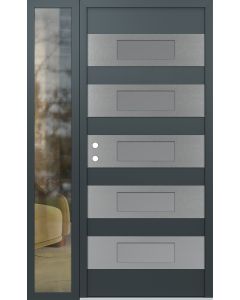 Diamond D5 48" x 80" anthracite/anthracite Frosted Glass Panel stainless steel RHI with Sidelite clear Glass
